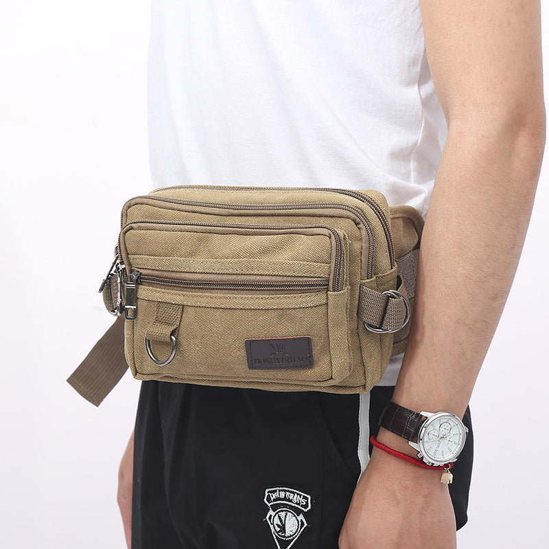 Canvas Fanny Pack with 4 Pockets