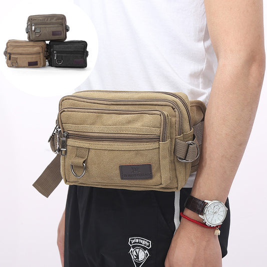 Canvas Fanny Pack with 4 Pockets