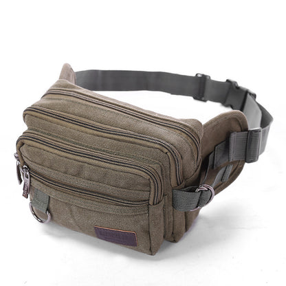 Canvas Fanny Pack with 4 Pockets