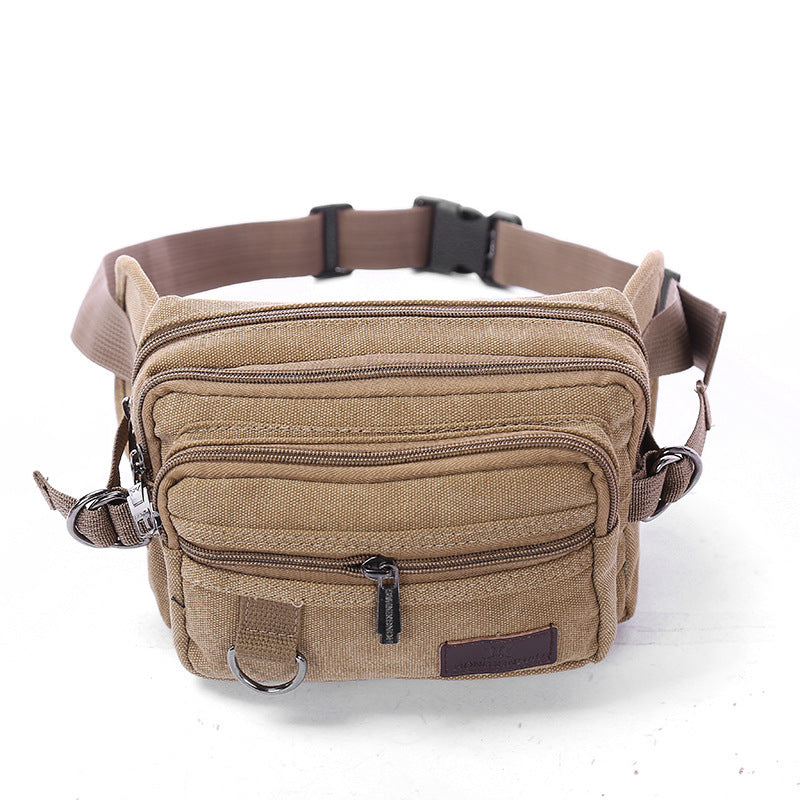 Canvas Fanny Pack with 4 Pockets