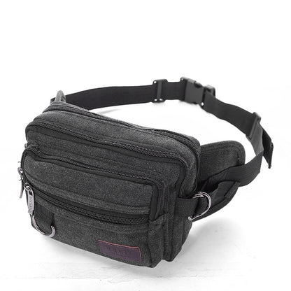 Canvas Fanny Pack with 4 Pockets