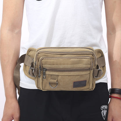 Canvas Fanny Pack with 4 Pockets